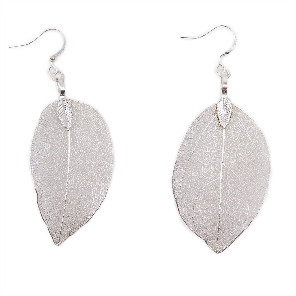 Bravery Leaf Earrings Unique Silver Leaf Jewellery for Nature Lovers