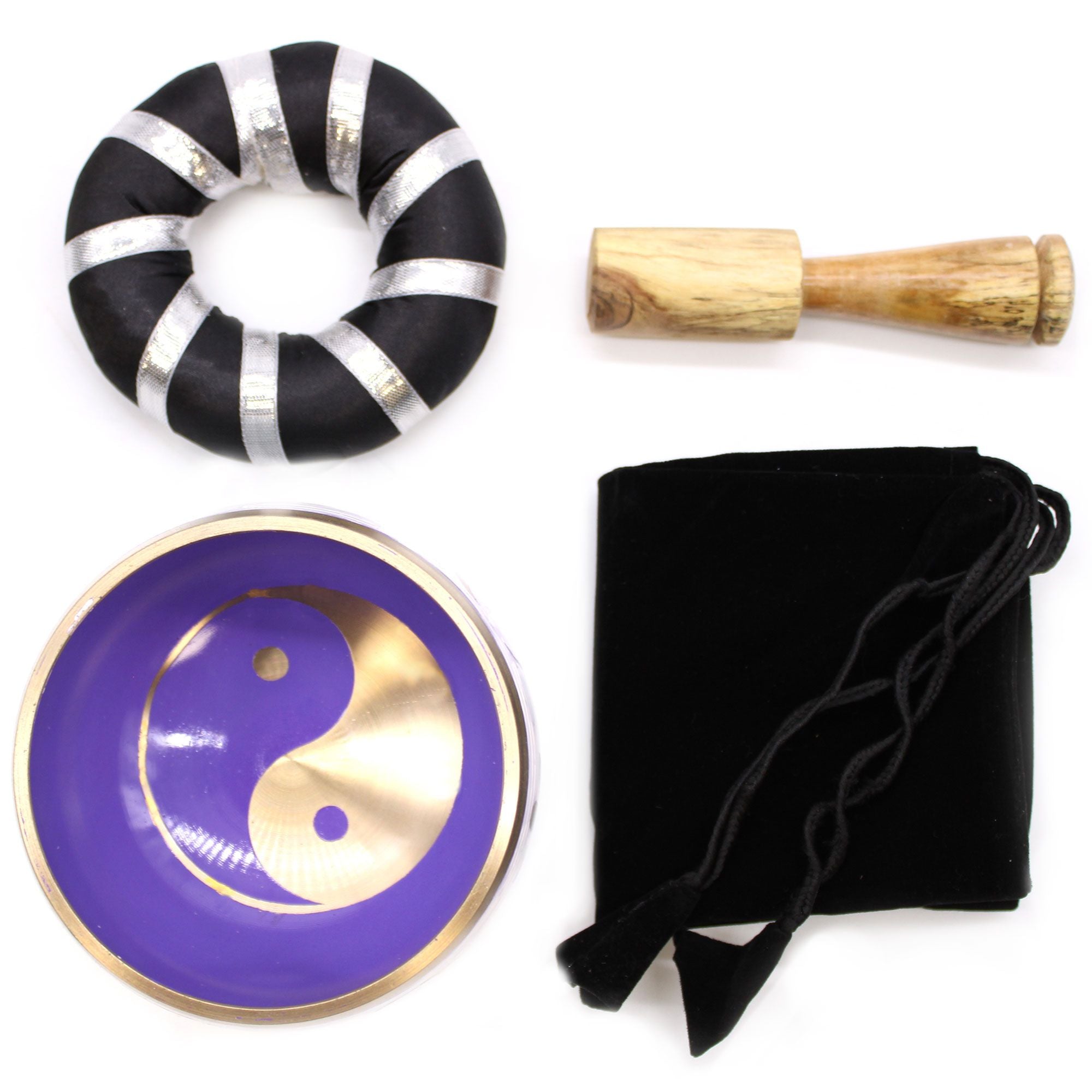 Yin & Yang Singing Bowl Set in White and Purple 10.7cm Size