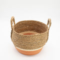 Straw and Seagrass Large Baskets Set of Three in Natural Orange