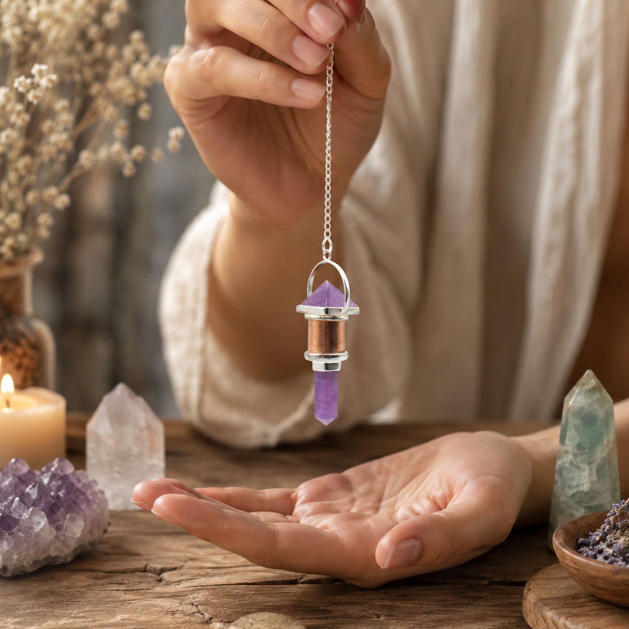The Violet Engine- Combo Piece Copper Pendulum -  Amethyst
