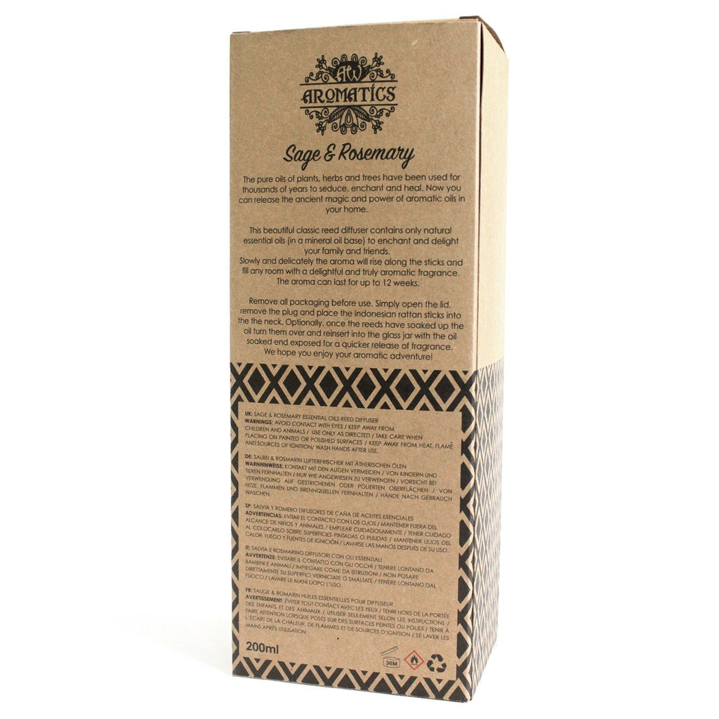 200ml Sage and Rosemary Essential Oil Reed Diffuser for Home