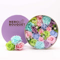 Round Box Baby Blessings Gift with Soap Flowers in Soothing Blues