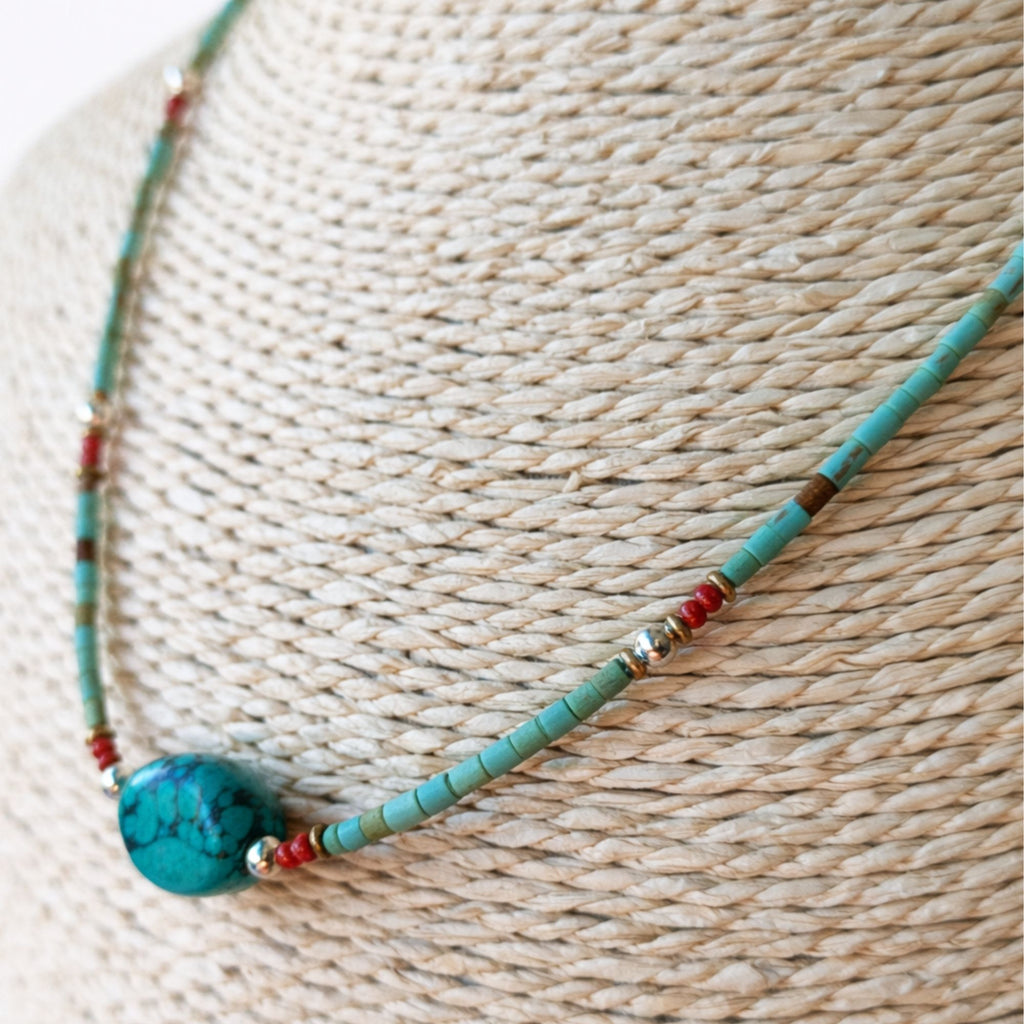 Nepalese Extra Fine Gem Necklace with Turquoise Stone Beads