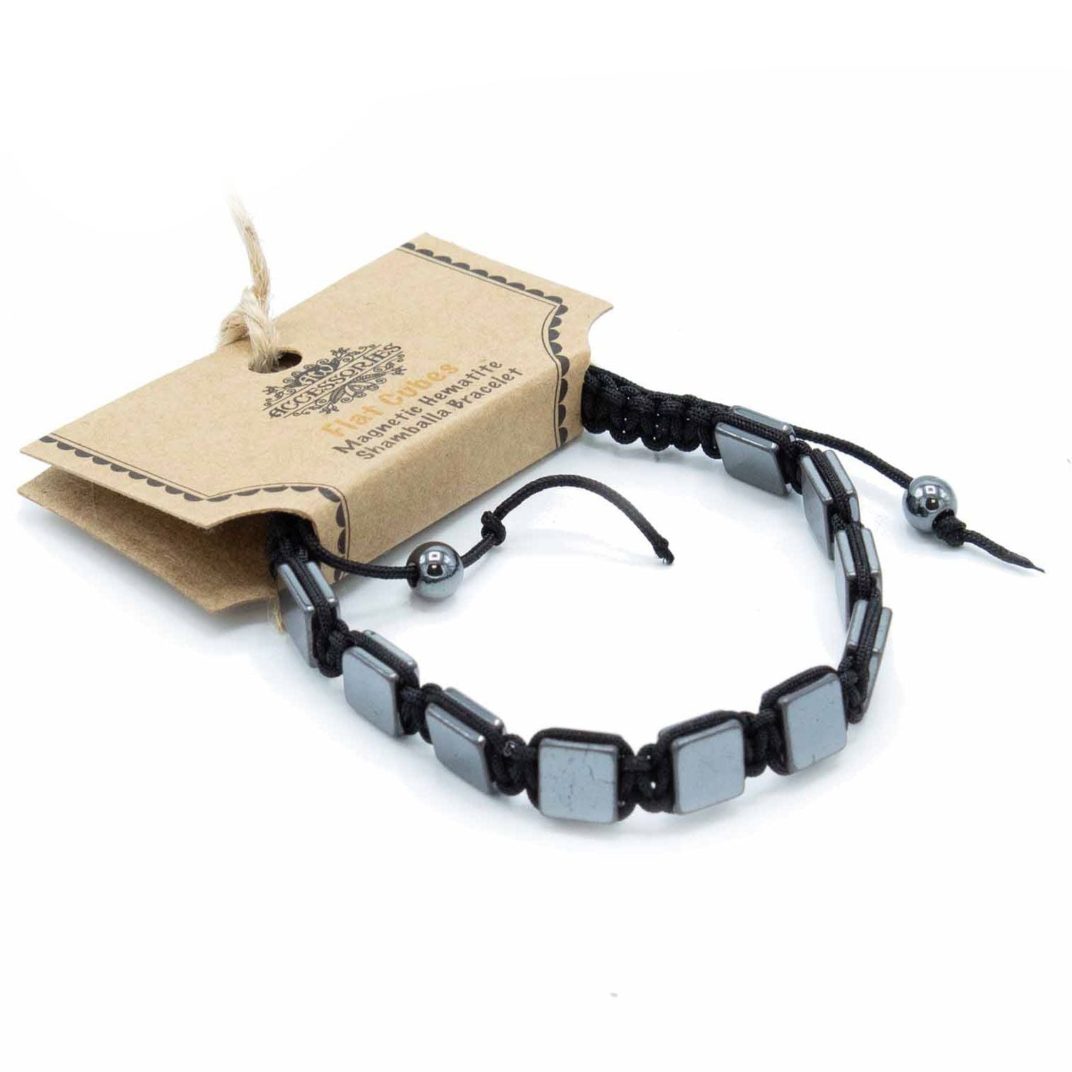Magnetic Hematite Shamballa Bracelet with Flat Cube Design