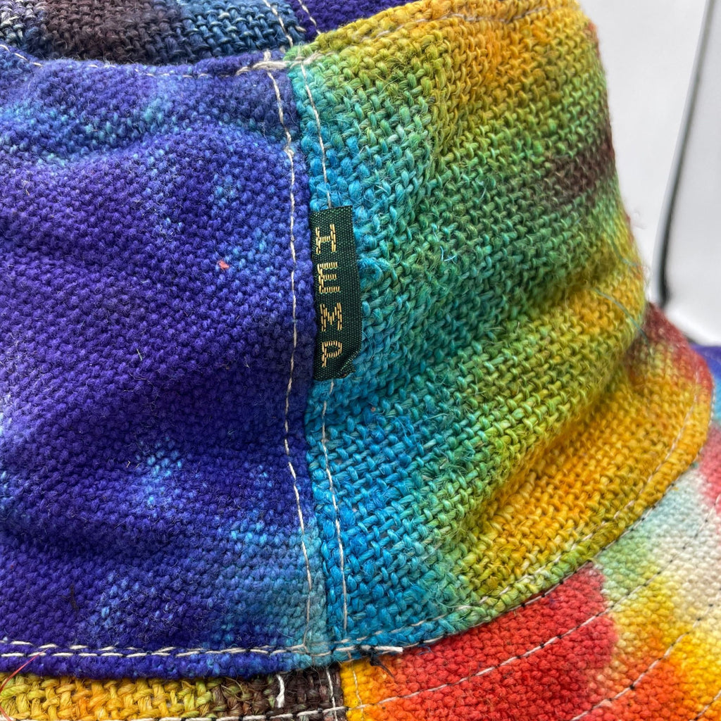 Patched and Wired Hemp Cotton Boho Festival Hat in Tie Dye Design