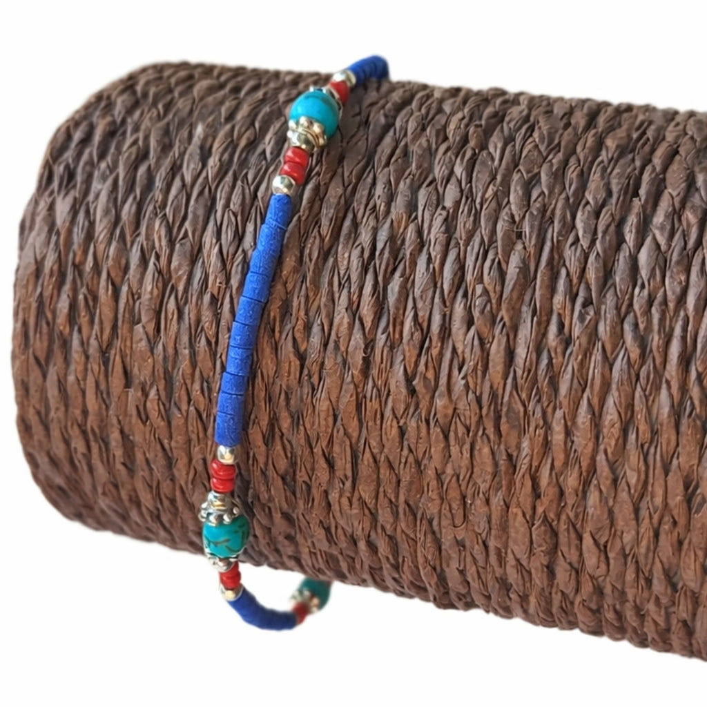 Nepalese Extra Fine Gem Bracelet with Striking Blue Onyx Stones