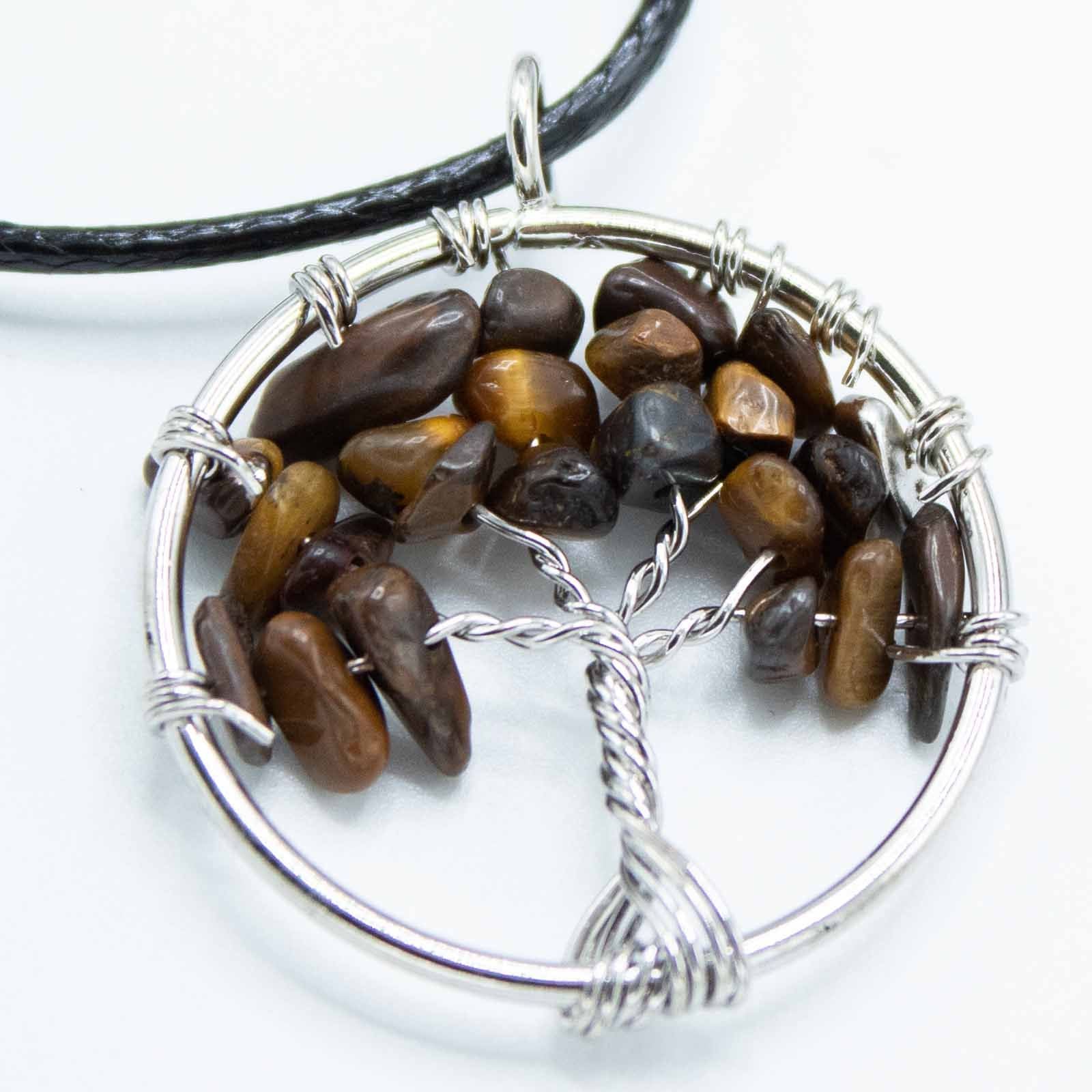 Tree of Life Pendant in Tiger Eye with Intricate Design Detail