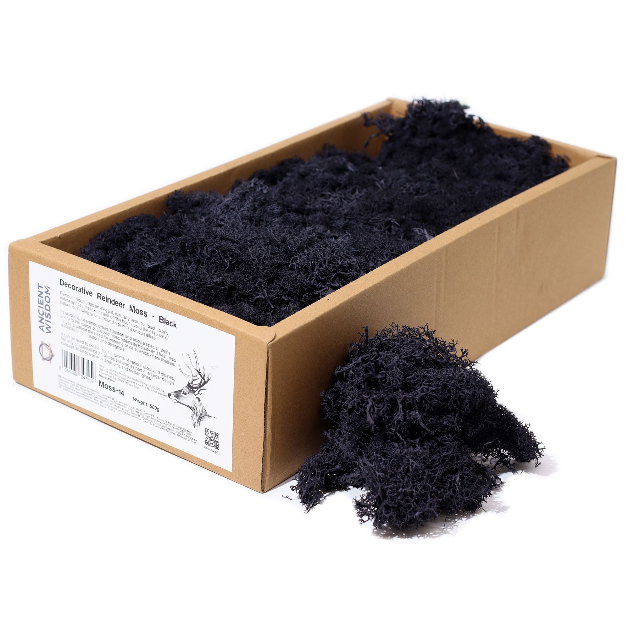 Decoration Reindeer Moss Black for Floral Arrangements and Crafts