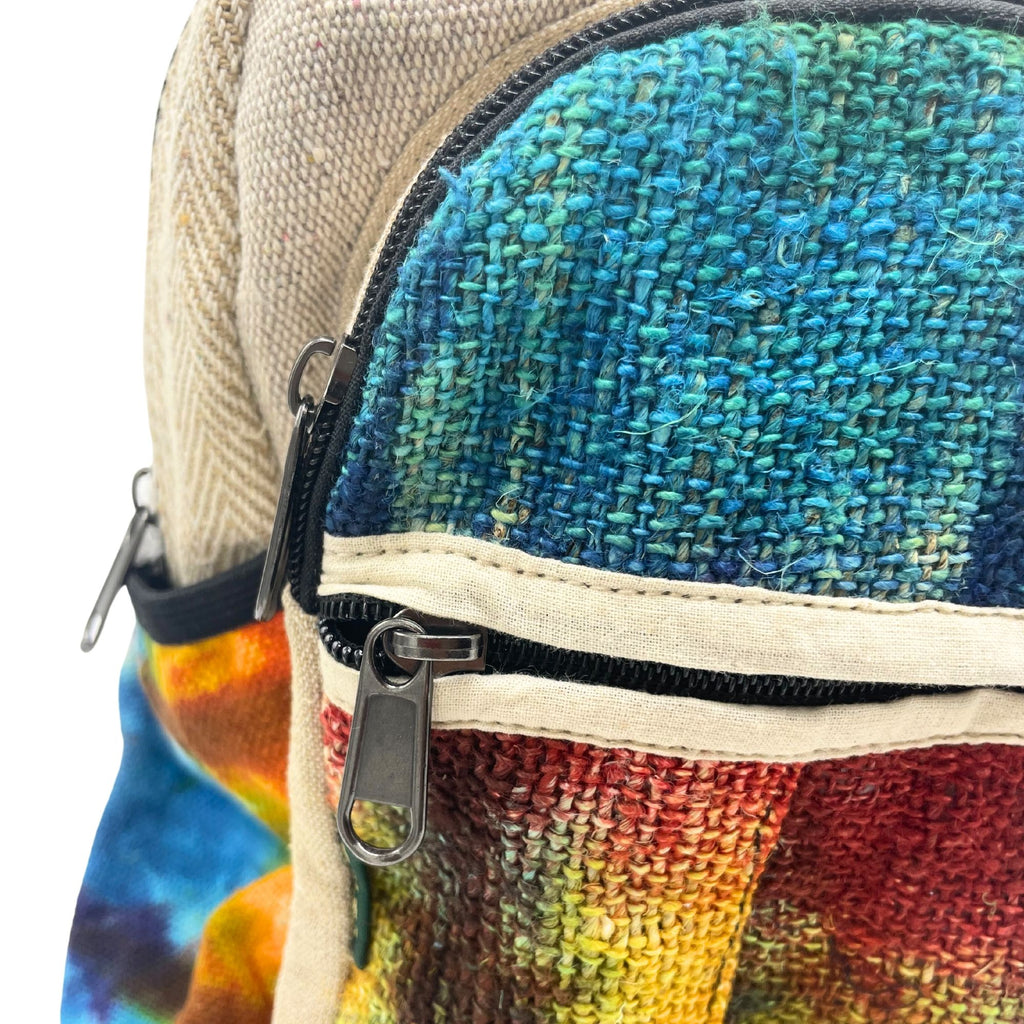 Tiedye Hemp Medium Backpack No Print for Everyday Use