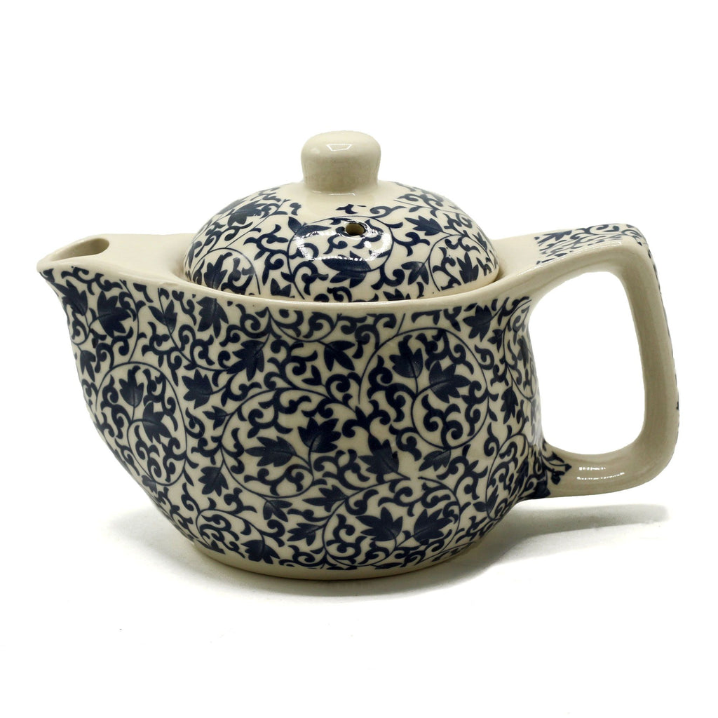Small Blue Pattern Herbal Teapot for Individual Tea Moments