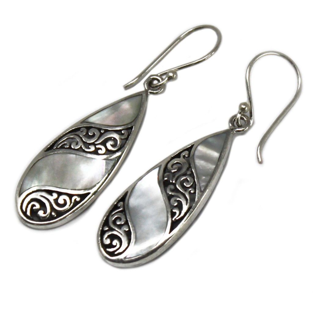 Shell and Silver Teardrop Earrings for Elegant Fashion Style