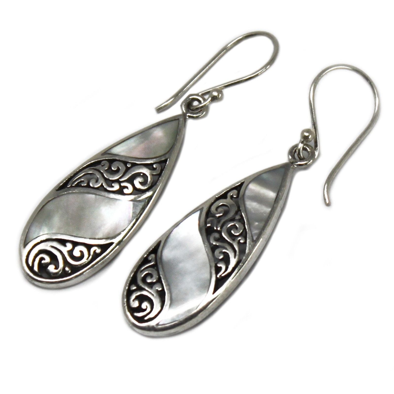 Shell and Silver Teardrop Earrings for Elegant Fashion Style