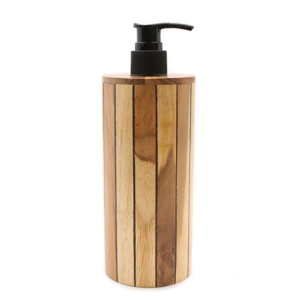 Natural Teakwood Round Soap Dispenser for Kitchen and Bathroom