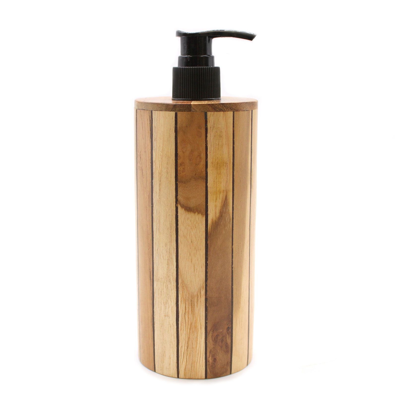 Natural Teakwood Round Soap Dispenser for Kitchen and Bathroom