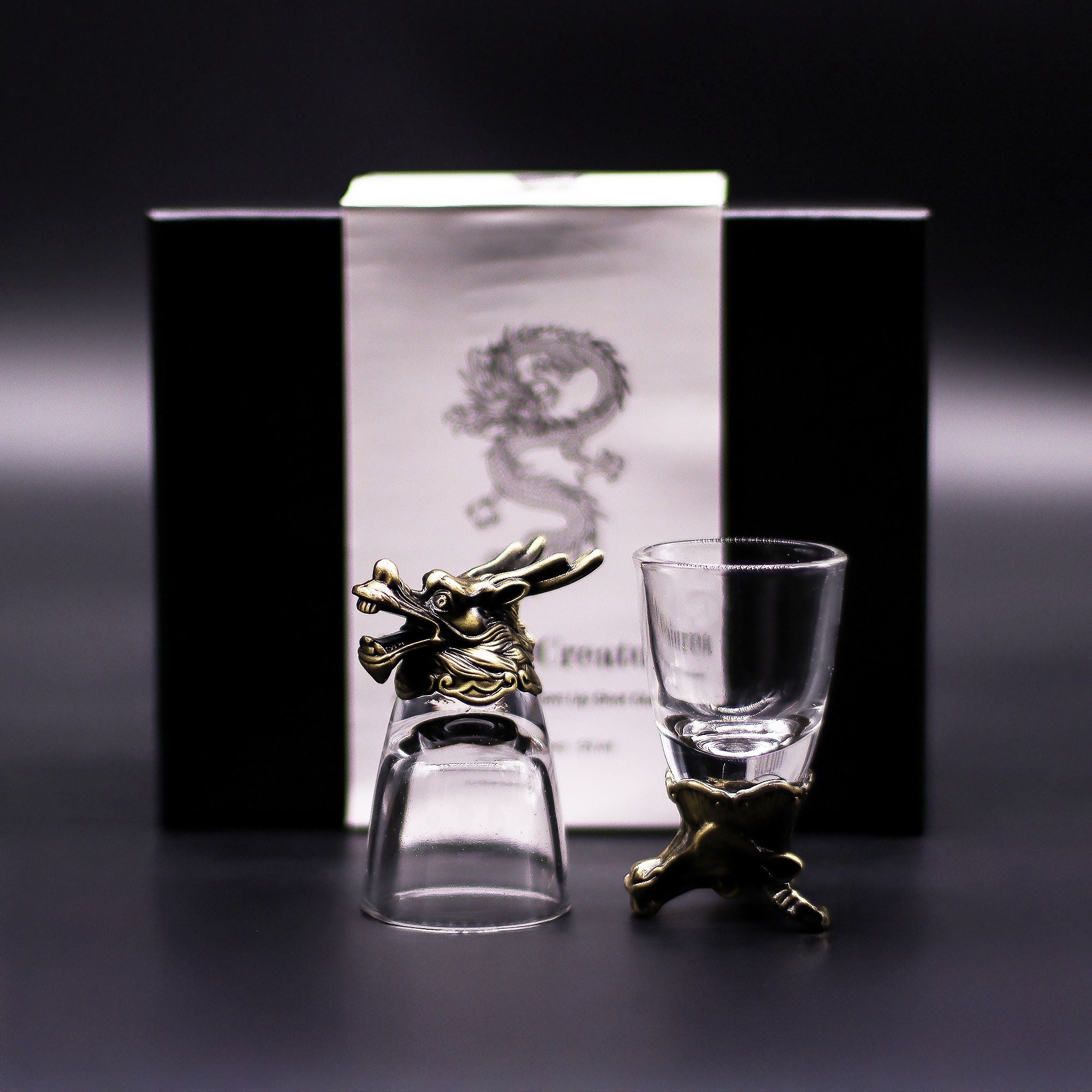 Gift Set of 6 Mystical Creatures Shot Glasses in Antique Bronze