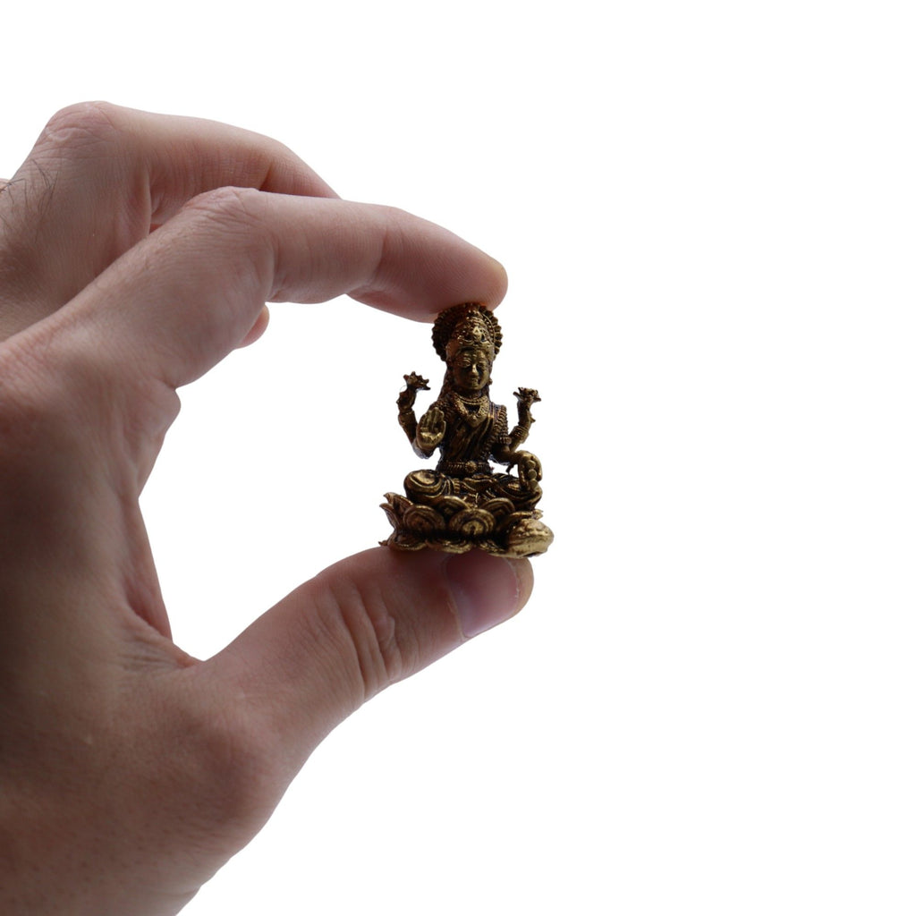 Brass Miniature Gods Laxmi Figurine for Prosperity and Abundance