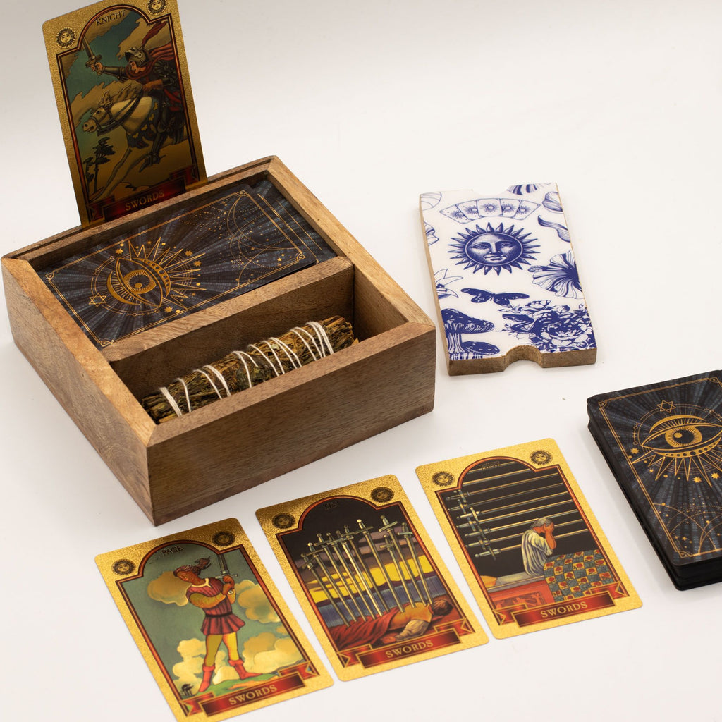 Two Section Tarot Box with Card Holder for Spiritual Practice