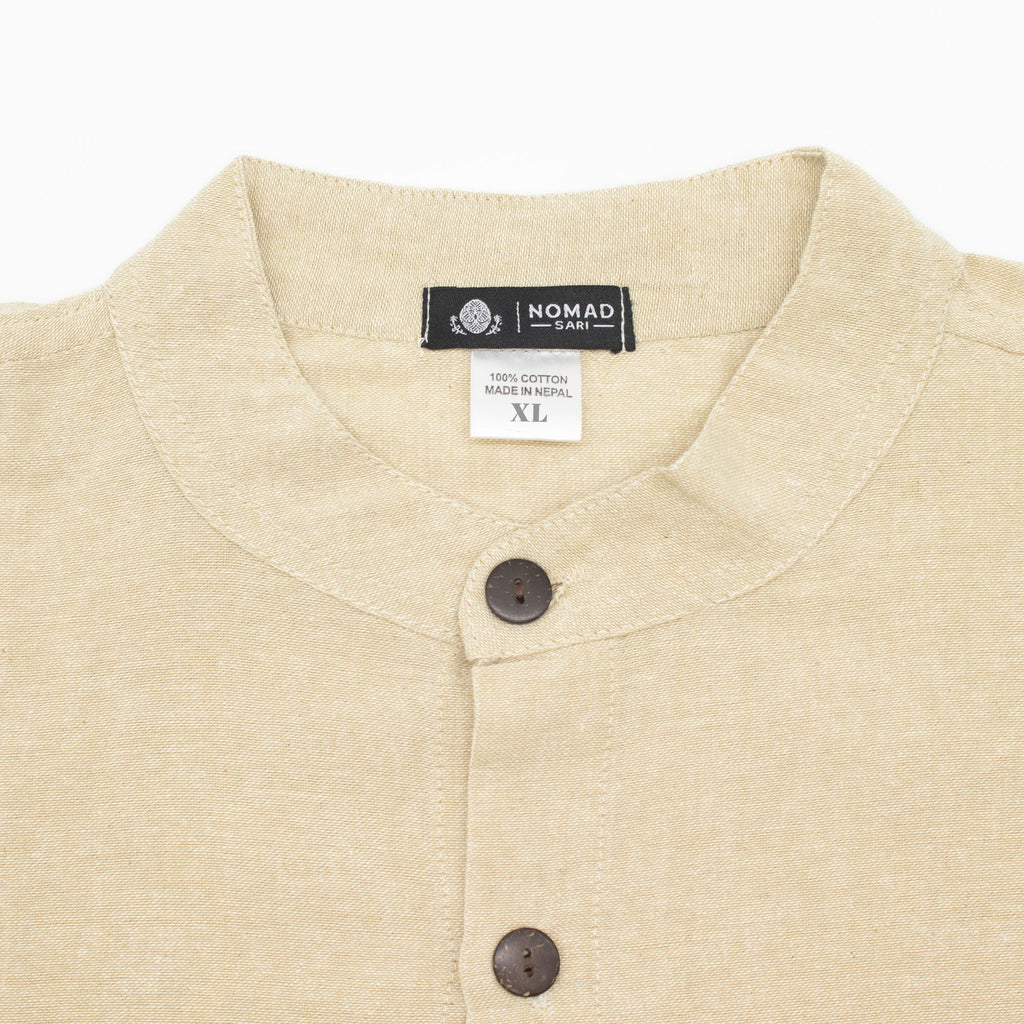 Nomad Sari Kathmandu Shirt in Stone with Hand Painted Pocket