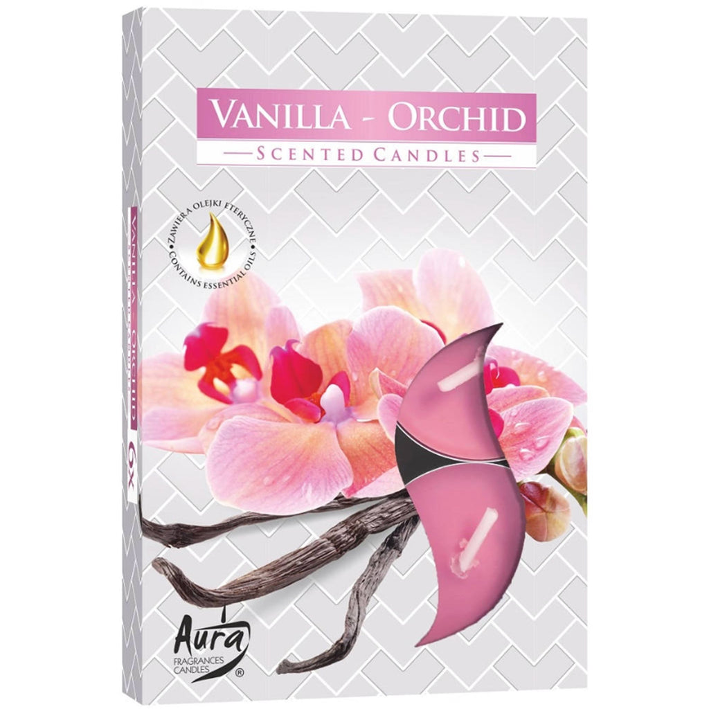 Set of 6 Scented Tealights with Vanilla and Orchid Aroma