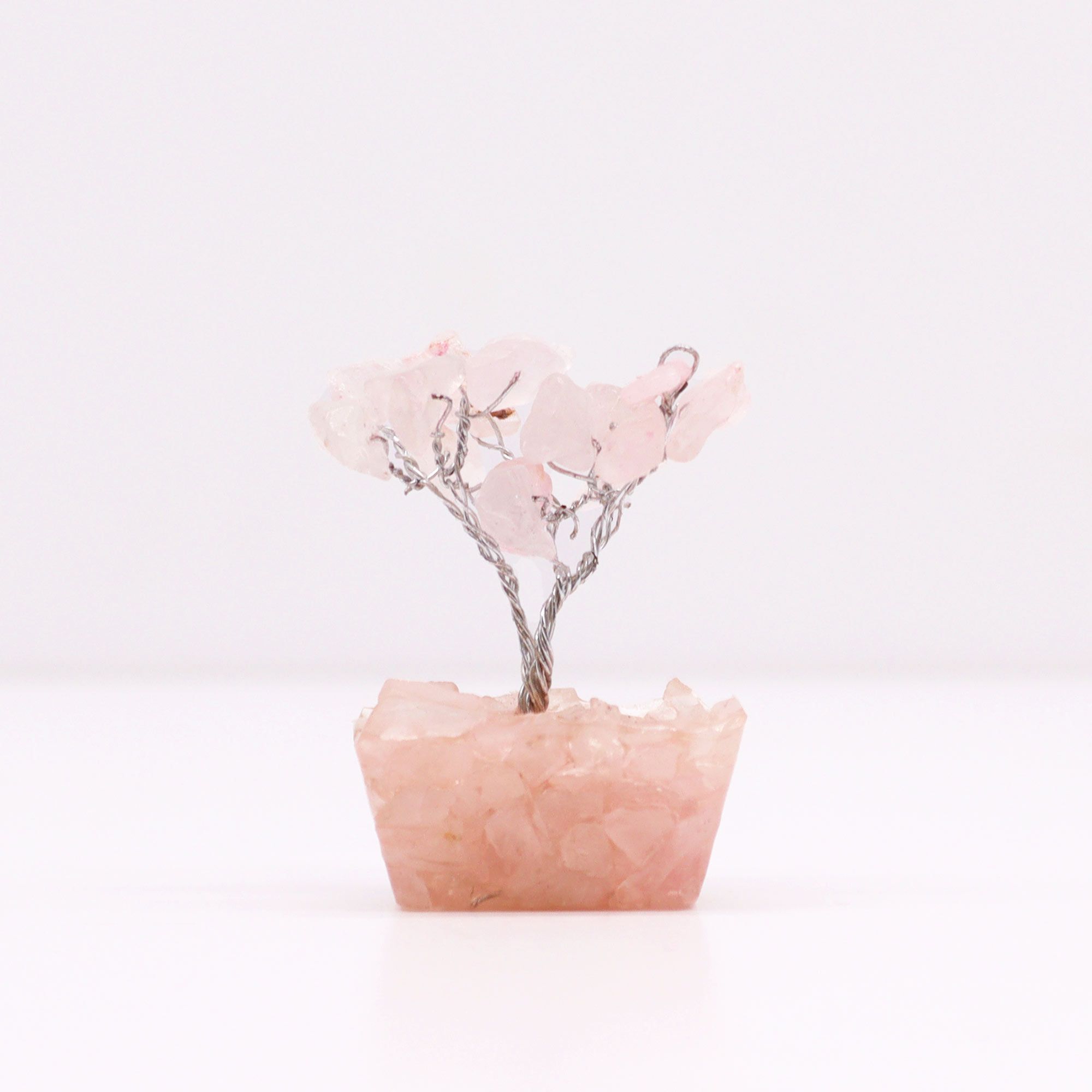 Mini Gemstone Tree on Orgonite Base with 15 Rose Quartz Stones