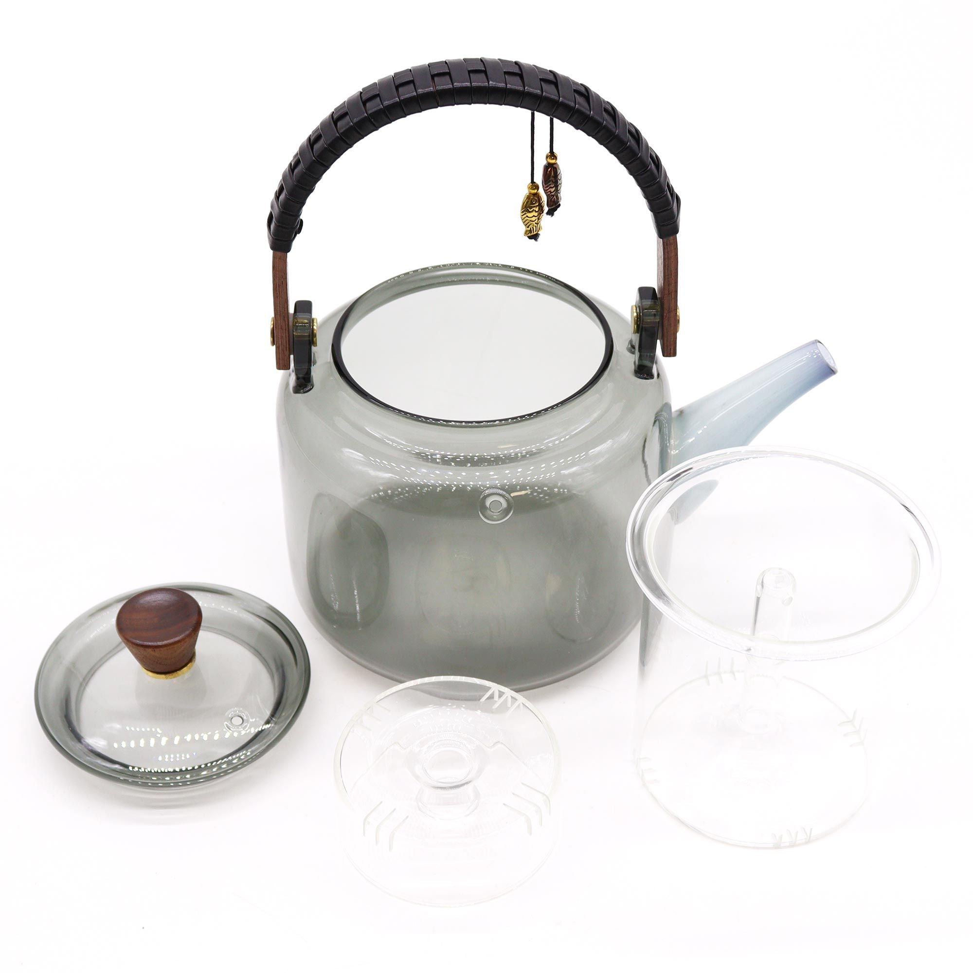 Glass Infuser Teapot with Steamer System Charcoal 1000ml