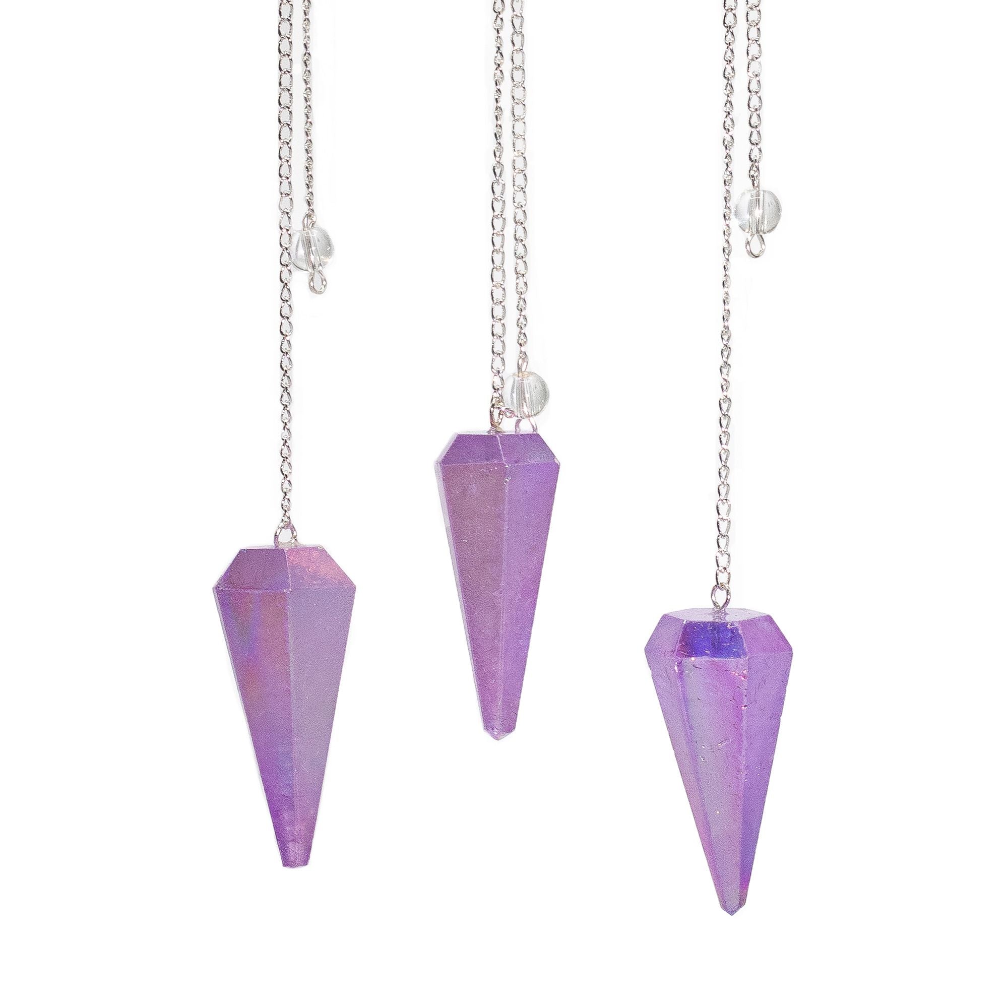 Six Sided Pendulum Aurora Crystal Purple for Intuitive Guidance