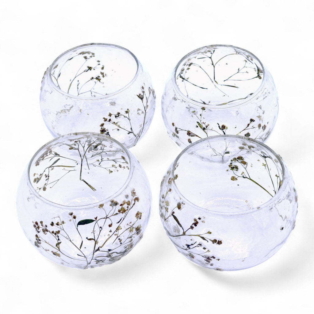 Natural Floral Glass Candle Holder Bowl Margarita with Unique Design
