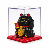 Mini Solar Powered Japanese Lucky Cat in Display Box – Black