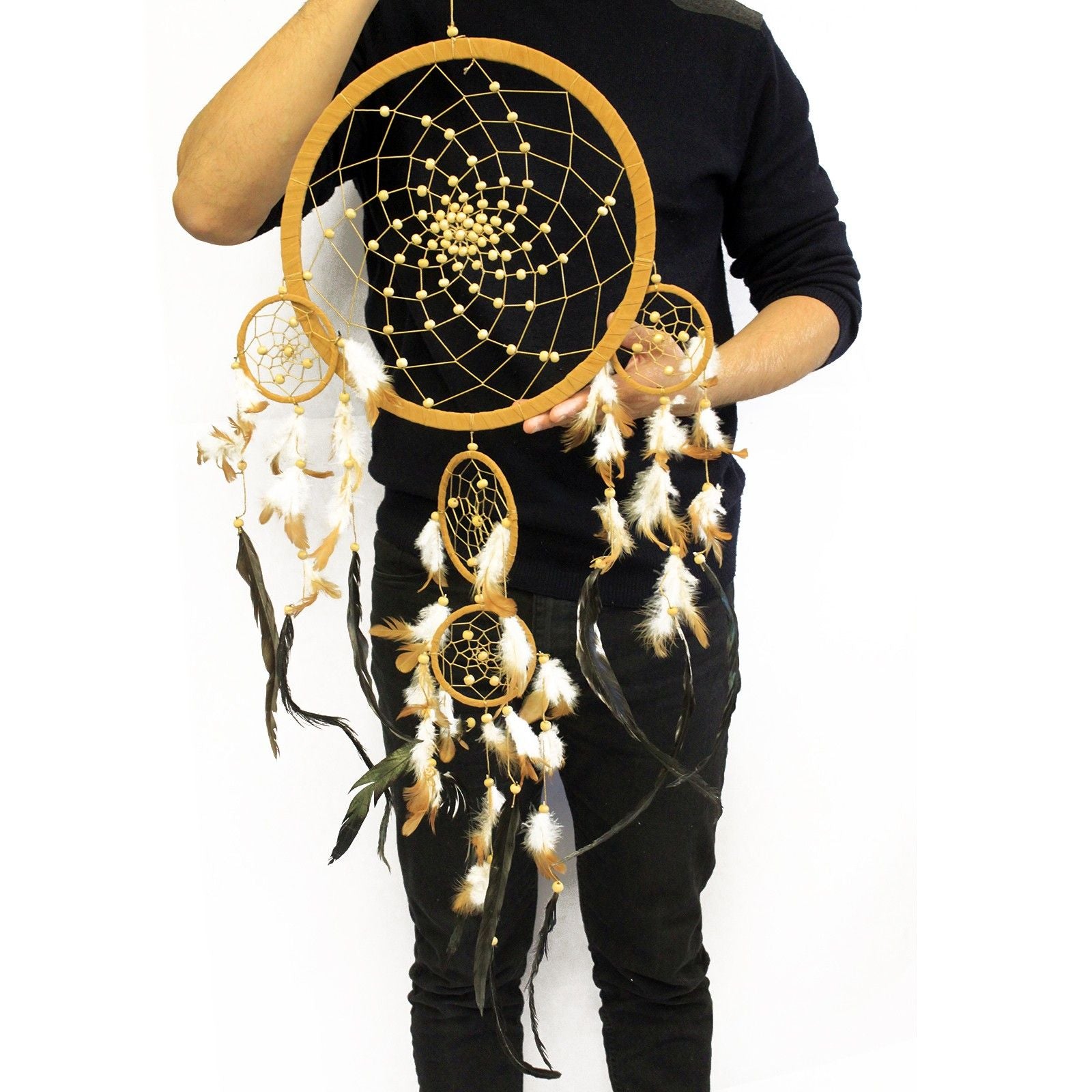 Bali Dreamcatchers XLarge Round Cream Coffee Chocolate Design