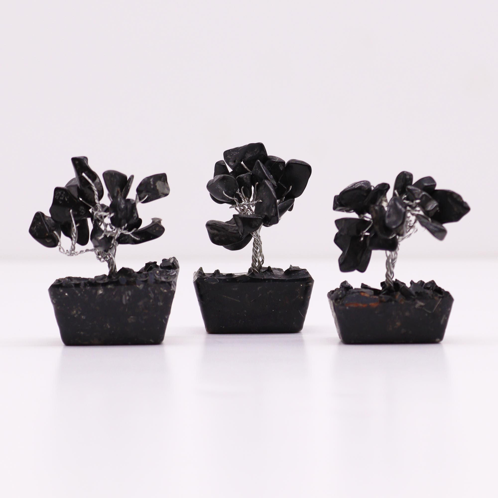 Mini Gemstone Tree on Orgonite Base with Black Agate 15 Stones