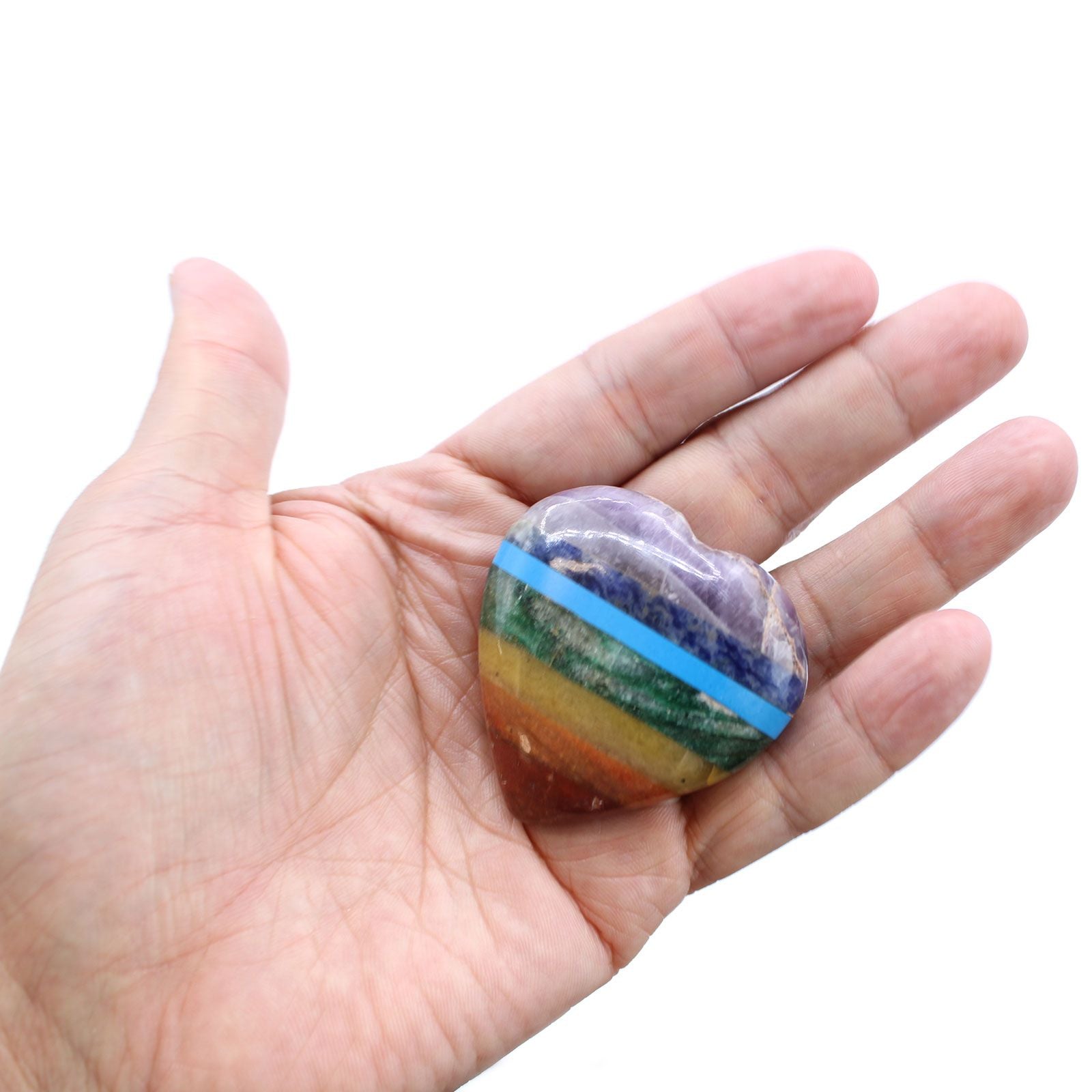 Chakra Hearts 45 60mm Bonded Chakra Stones for Collectors and Enthusiasts