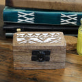 White Washed Wooden Box with Slavic Design for Pill Storage