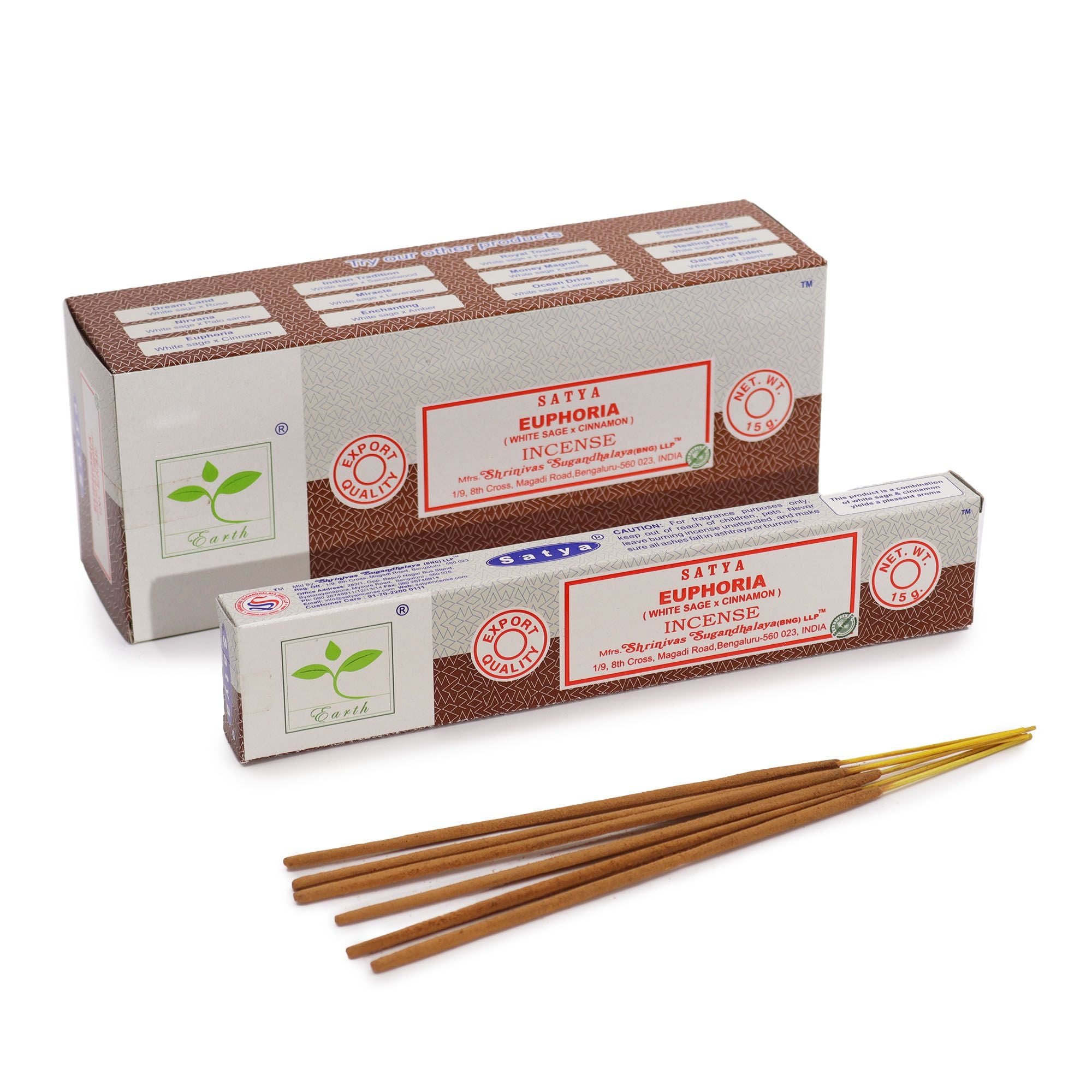 Satya Incense 15gm Euphoria with White Sage and Cinnamon Sticks