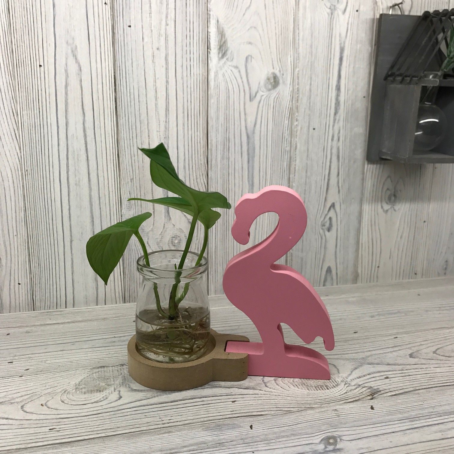 Hydroponic Home Décor with Pink Flamingo Pot for Table Displays