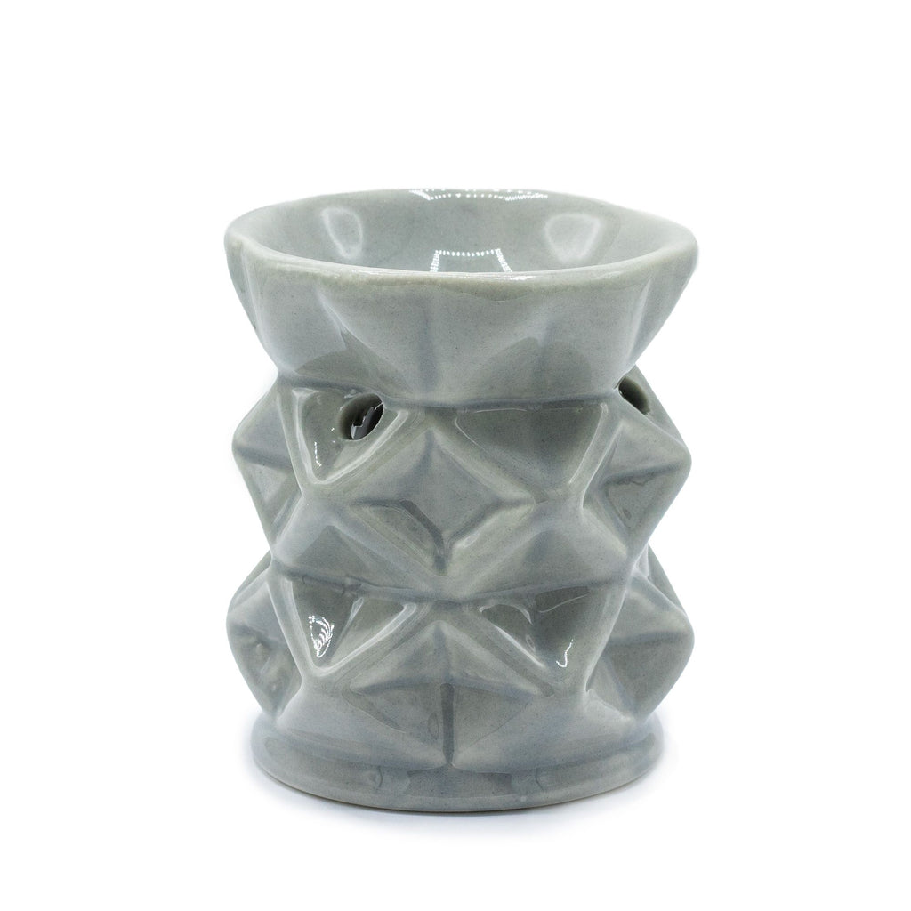 Geometric Grey Oil Burner for Aromatic Home Fragrance Enhancement