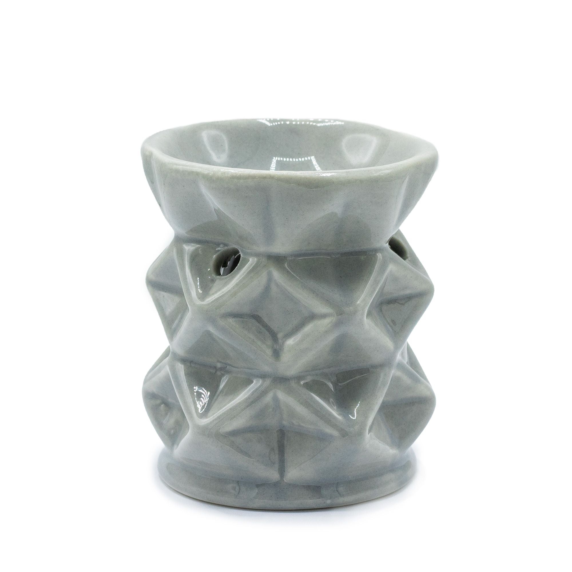 Geometric Grey Oil Burner for Aromatic Home Fragrance Enhancement
