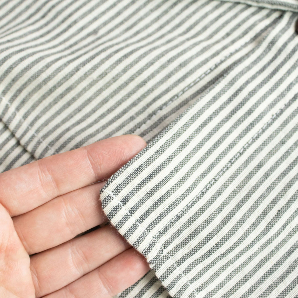 Nomad Sari Grandad Shirt in Grey Stone with Vertical Stripes