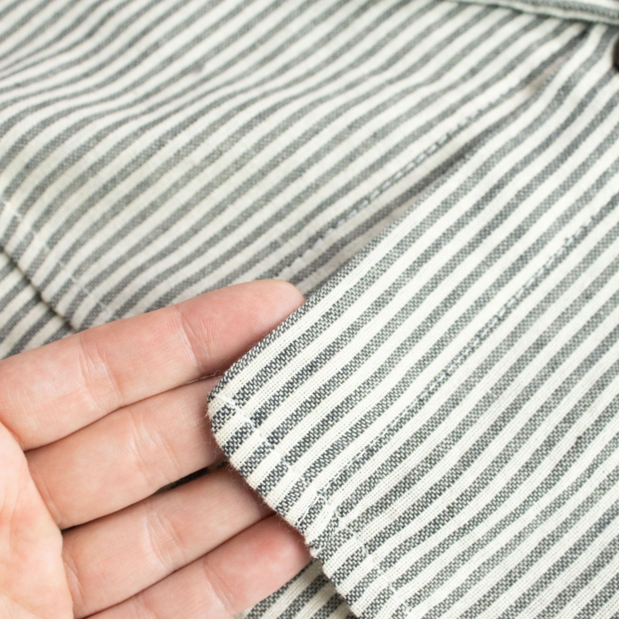 Nomad Sari Grandad Shirt in Grey Stone with Vertical Stripes