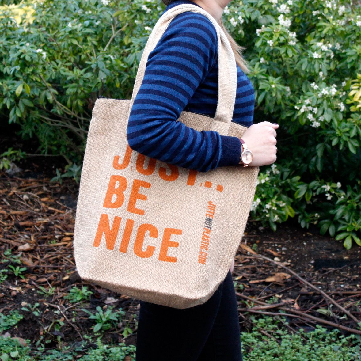 Just Be Nice Eco Jute Bag for Your Sustainable Shopping Needs Today