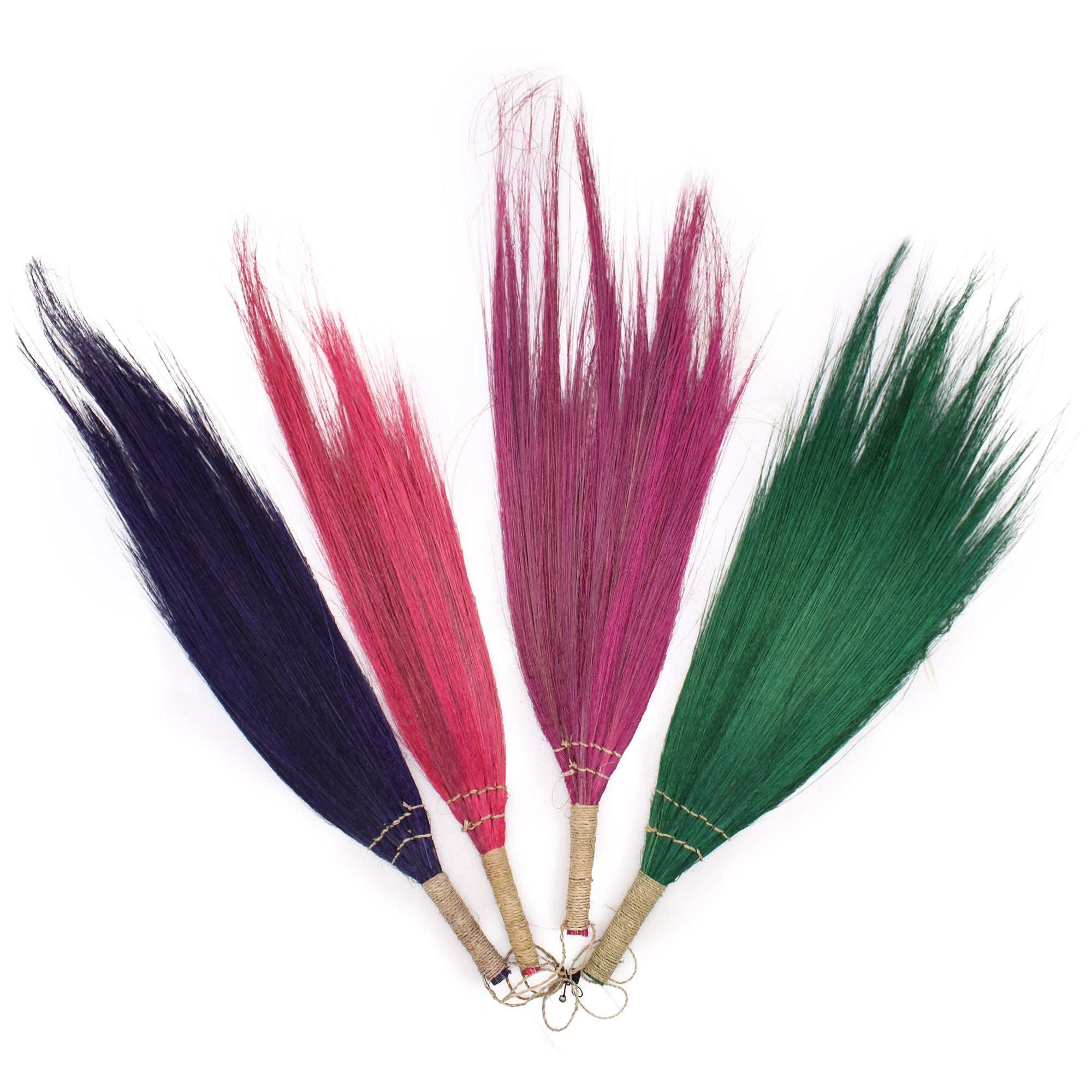 Set of 4 Vivid Coloured Pampas Long Brooms for Home Decor