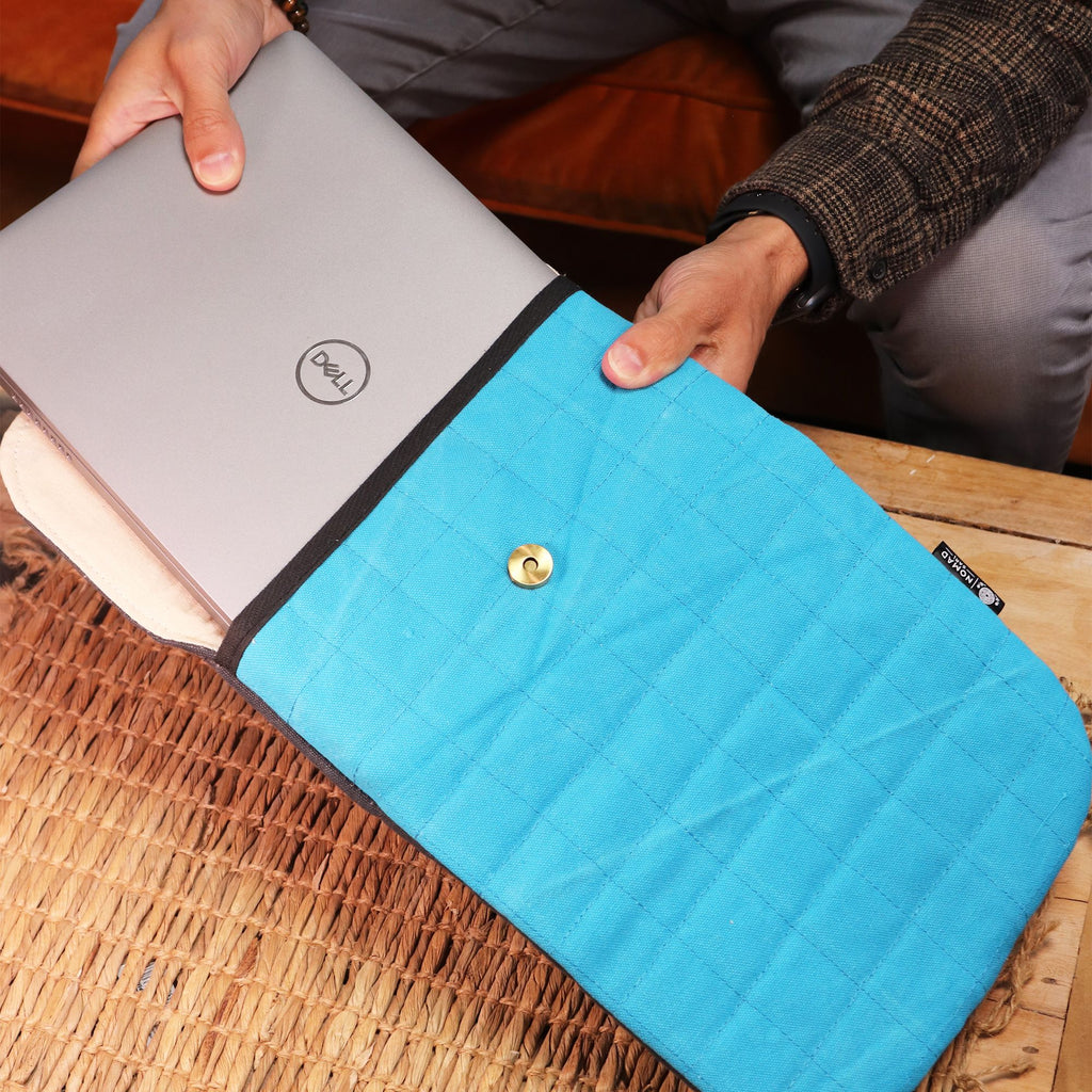 13 Inch Laptop Padded Pouch in Crazy Yellow with Magnetic Closure