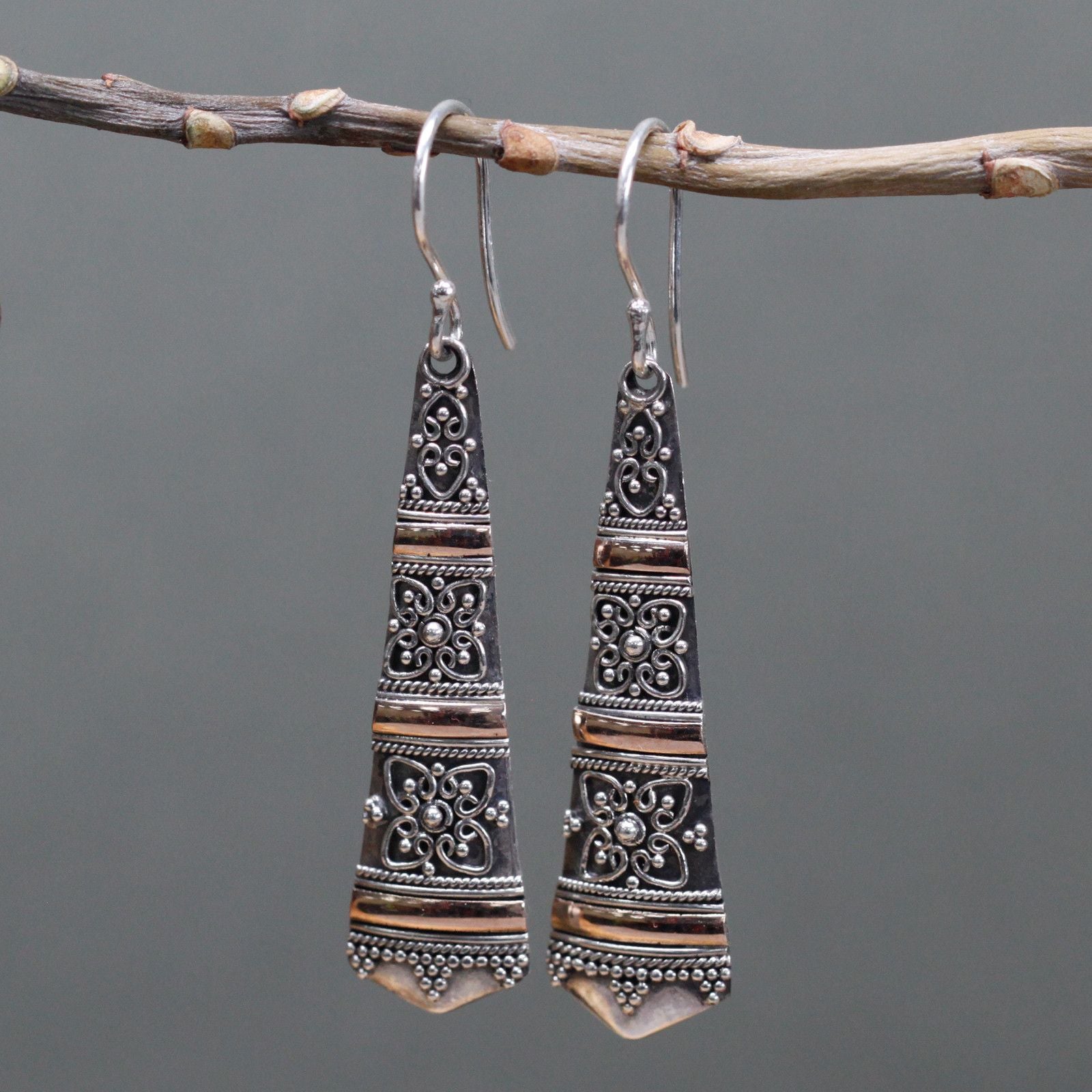 Silver & Gold Earring Tribal Drops for Unique Style Statement