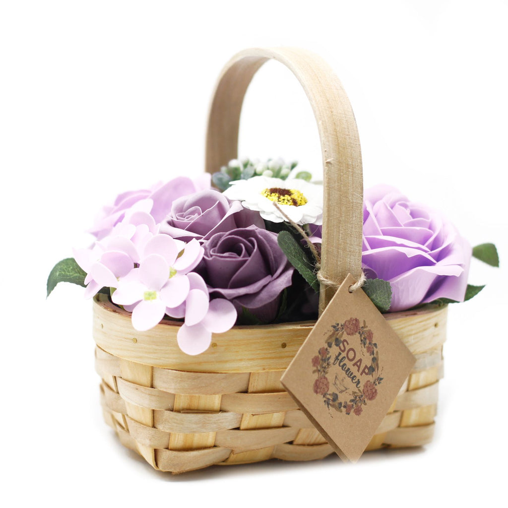 Medium Lilac Bouquet in Wicker Basket for Stunning Home Decor Charm