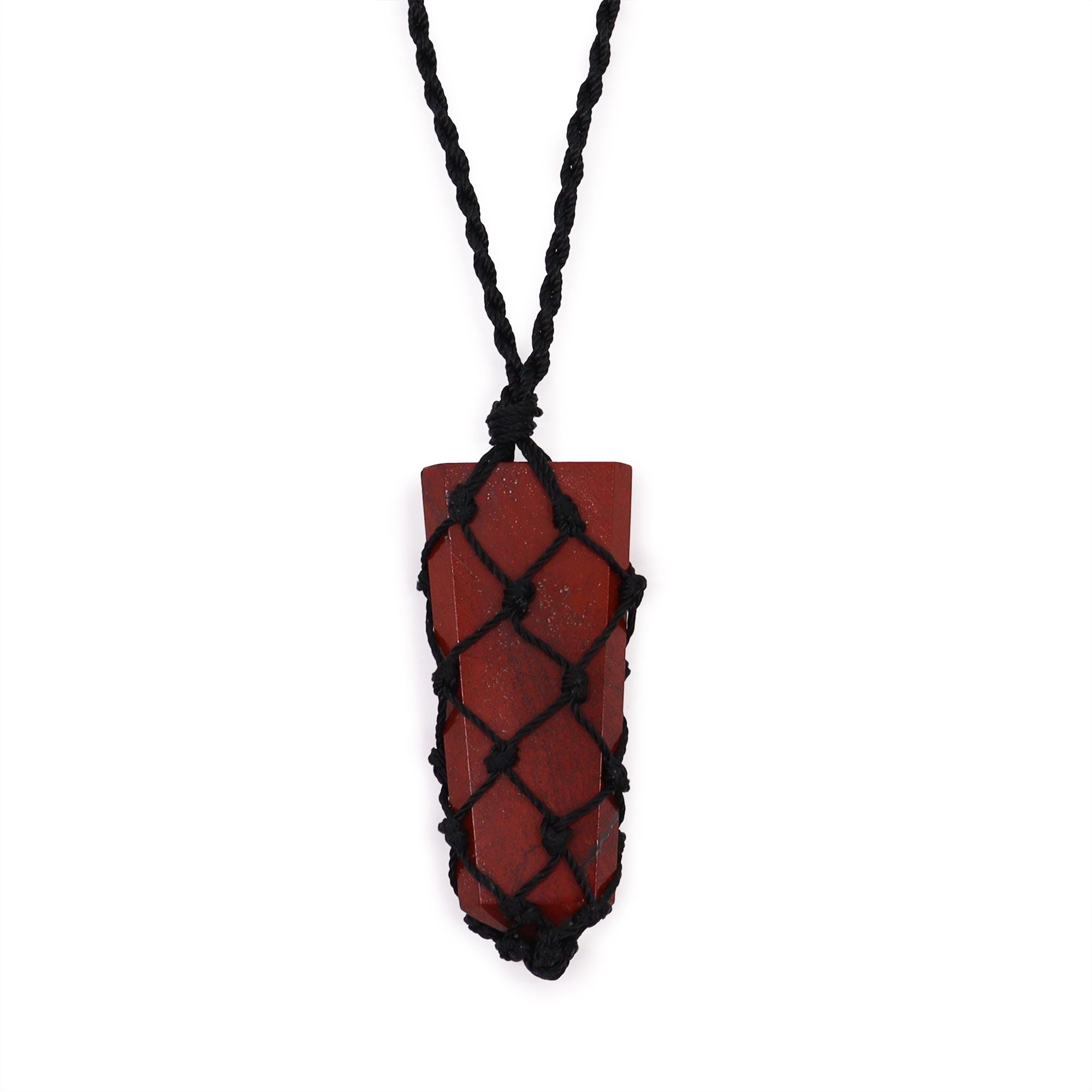 Laced Gemstone Flat Point Pendant with Stunning Red Jasper
