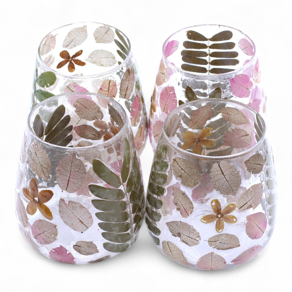 Natural Floral Glass Candle Holder Primavera for Home Decor