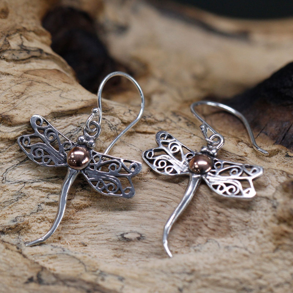 Stunning Silver & Gold Dragonflies Earrings for Unique Style Appeal