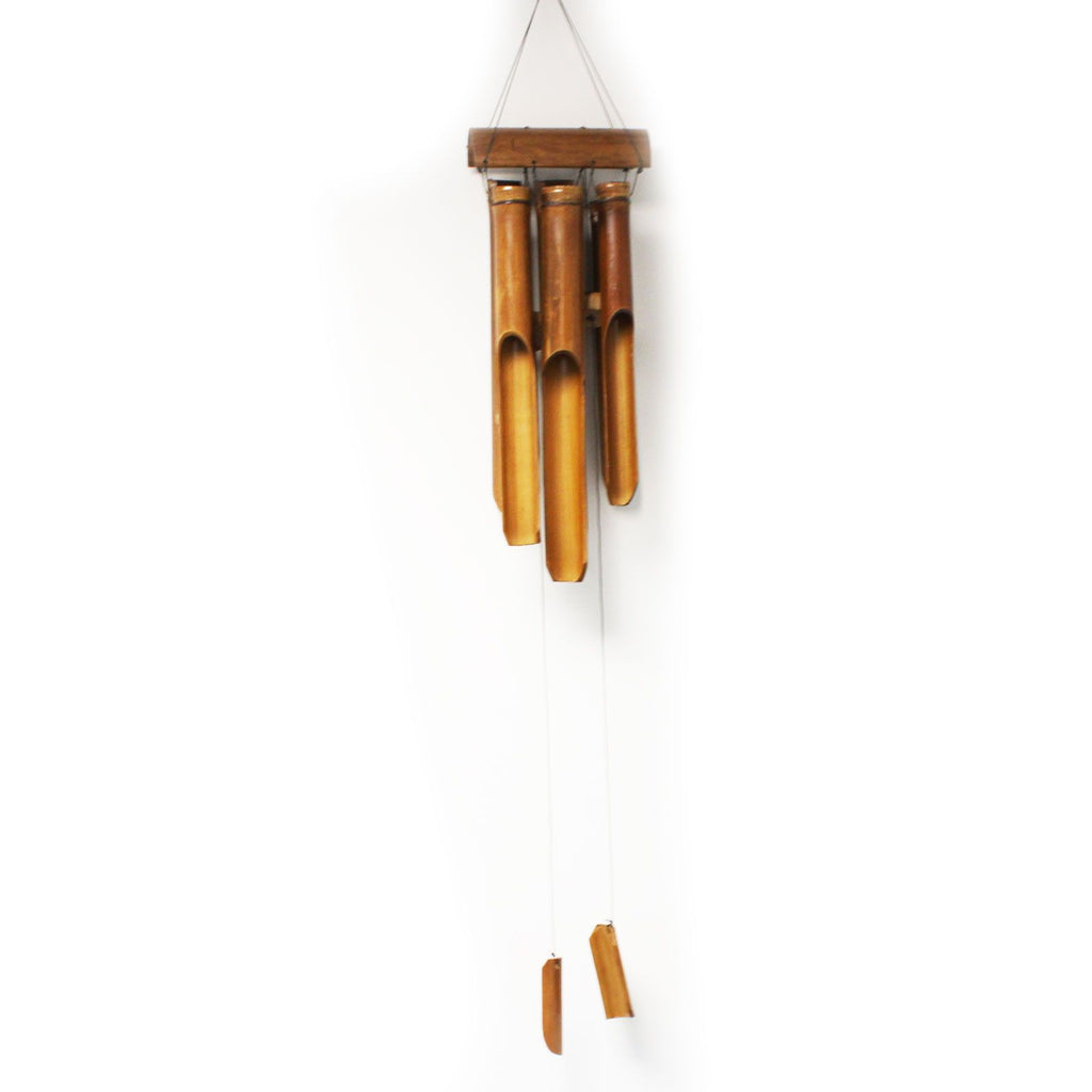 Bamboo Windchime with Natural Finish Featuring Six Medium Tubes