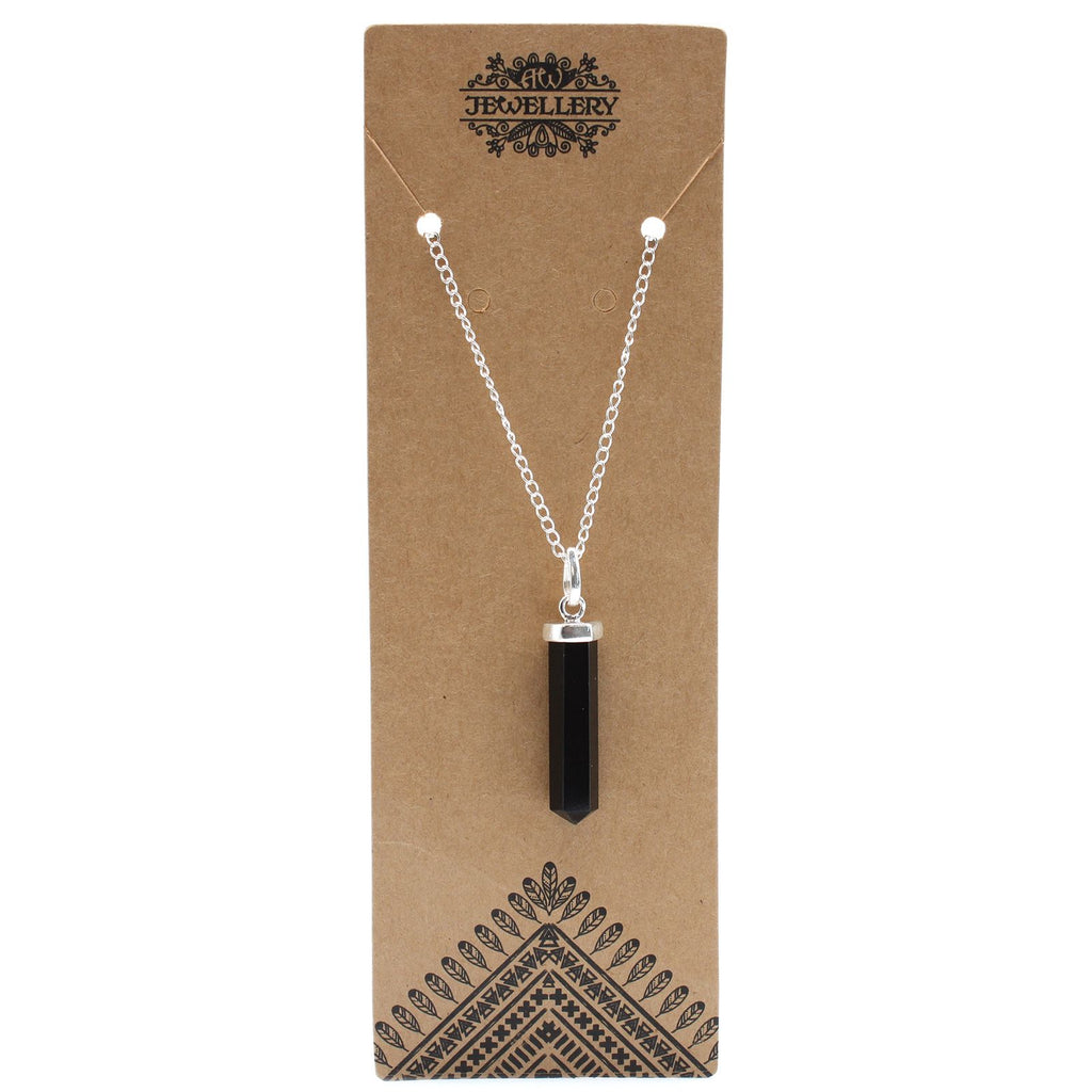 Gemstone Classic Point Pendant with Black Agate Design