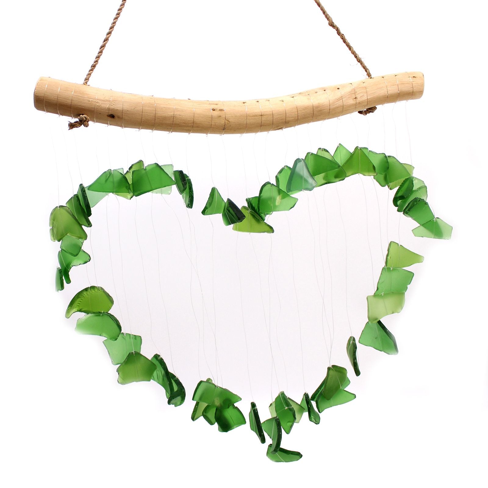 Love Chime Green Recycled Glass Wind Chimes for Outdoor Decor