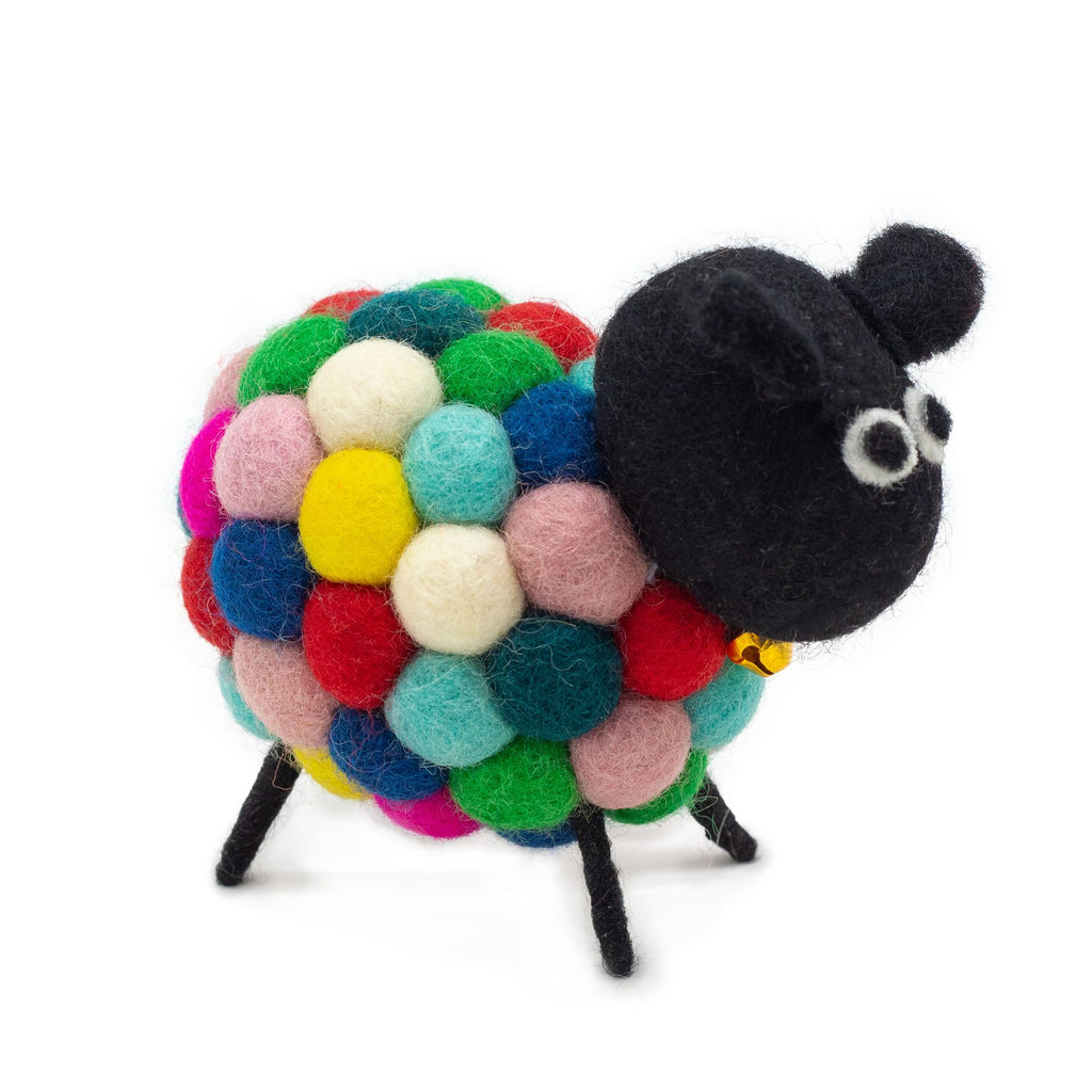 Little Felt Sheep in Vibrant Multi Colours for Home Decor